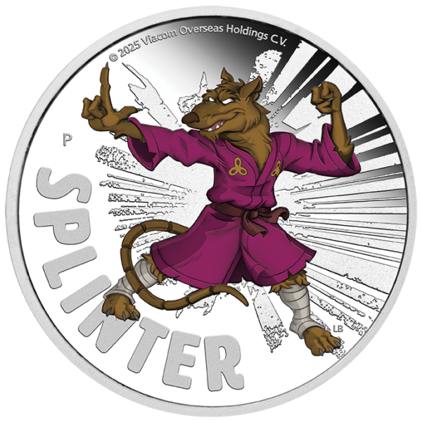 2025 Tuvalu Teenage Mutant Ninja Turtles Splinter 1 oz Silver Colorized Proof Coin