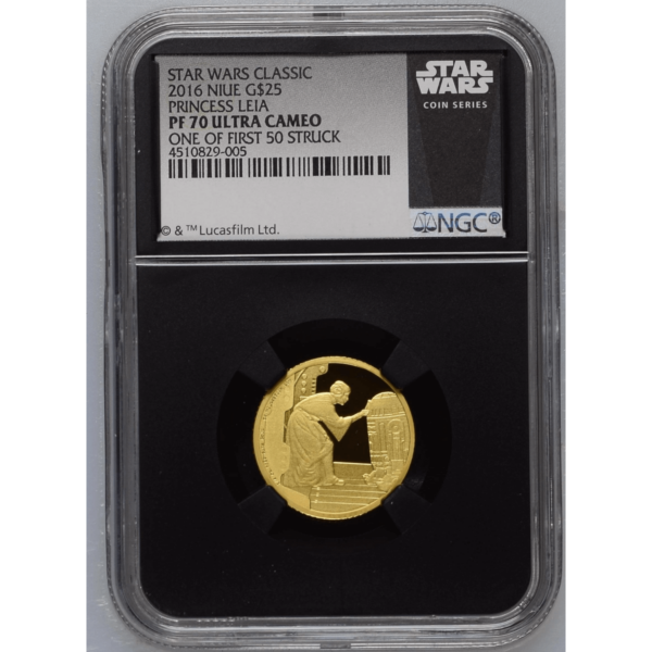 2016 Niue Star Wars Princess Leia 1/4 oz Gold Coin NGC PF 70 UCAM 1 of 1st 50