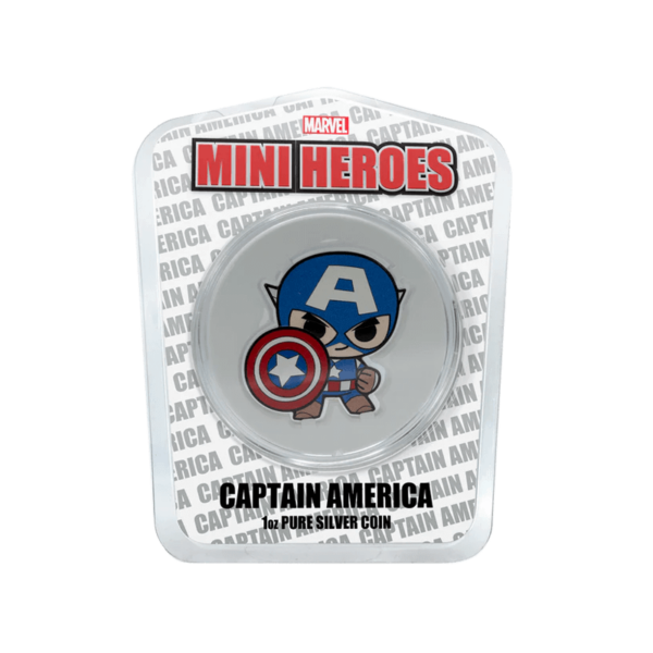 2021 Fiji Marvel Mini Heroes Captain America 1 oz Silver Colorized Proof Coin