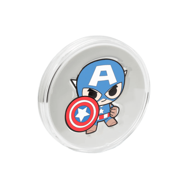 2021 Fiji Marvel Mini Heroes Captain America 1 oz Silver Colorized Proof Coin - Image 5