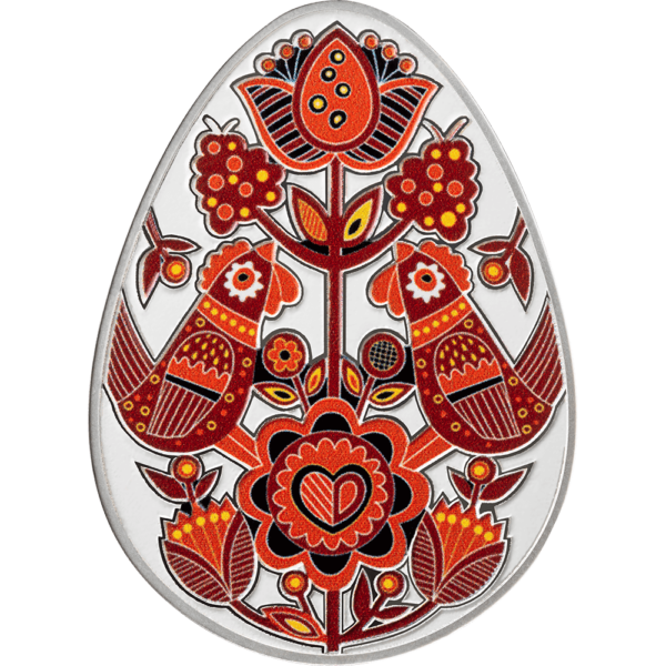 2024 Ghana Ukrainian Pysanka Svitanok 1 oz Silver Digitally Printed Shaped Coin