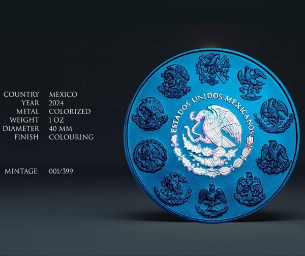 2024 Mexico Libertad Space Blue 1 oz Silver Colorized Hologram Coin - Image 5