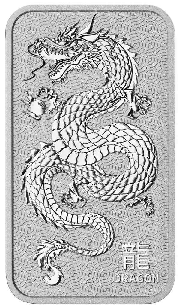 2025 Australia Perth Lunar Dragon 1 oz Silver .9999 BU Bar