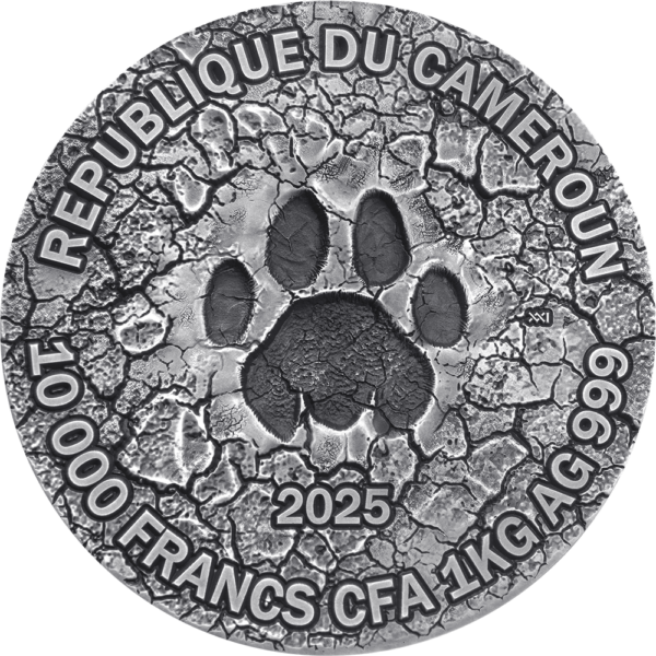 2025 Cameroon Circle of Life The Grand Hunting 1 Kilo Silver Antiqued High Relief Coin - Image 2