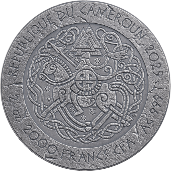 2025 Cameroon The Way to Valhalla Harald Fairhair 2 oz Silver Antiqued High Relief Coin - Image 2