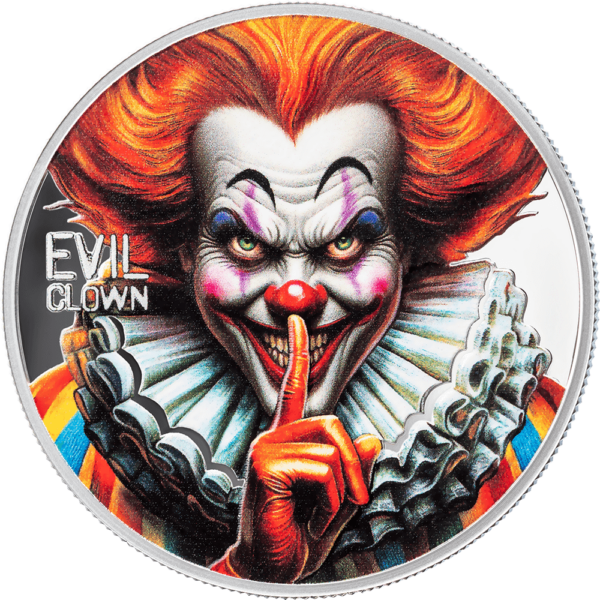 2025 Cameroon Urban Legends Evil Clown 1 oz Silver Digitally Printed Proof Coin