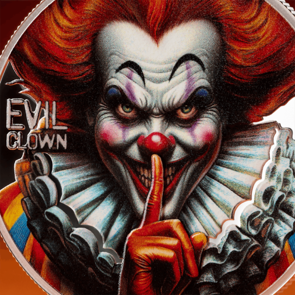 2025 Cameroon Urban Legends Evil Clown 1 oz Silver Proof Coin - Image 3