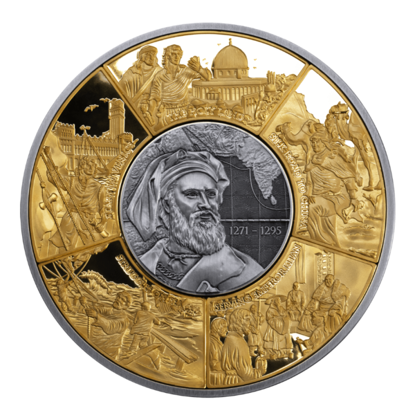 2025 Djibouti Marco Polo 5 oz Silver Gilded Antiqued Puzzle Coin - Image 3