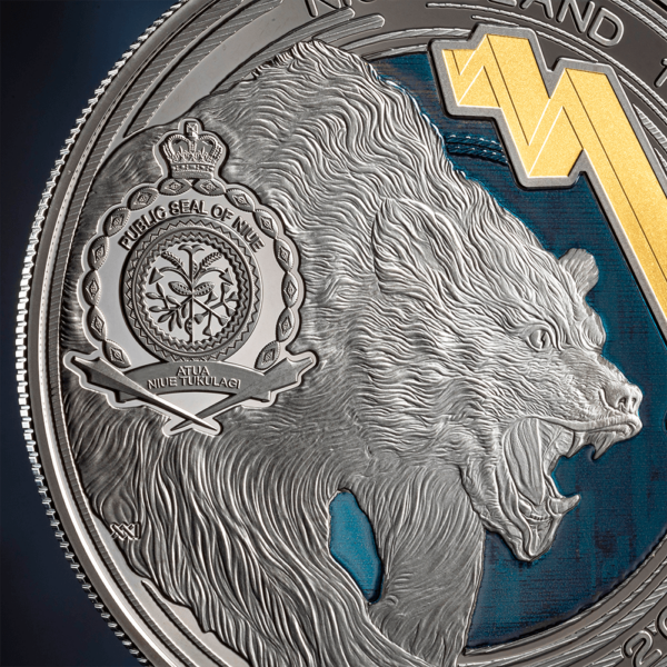 2025 Niue Bull and Bear Markets 1 oz Silver Digitally Printed Ruthenium Edition Coin - Image 6