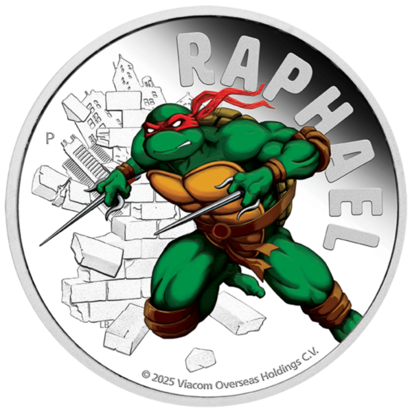 2025 Tuvalu Teenage Mutant Ninja Turtles Raphael 1 oz Silver Colorized Proof Coin