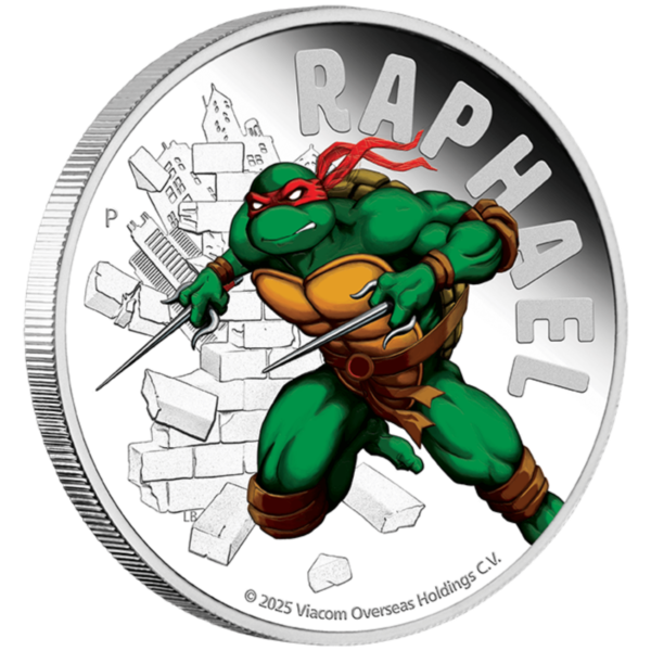 2025 Tuvalu Teenage Mutant Ninja Turtles Raphael 1 oz Silver Colorized Proof Coin - Image 3