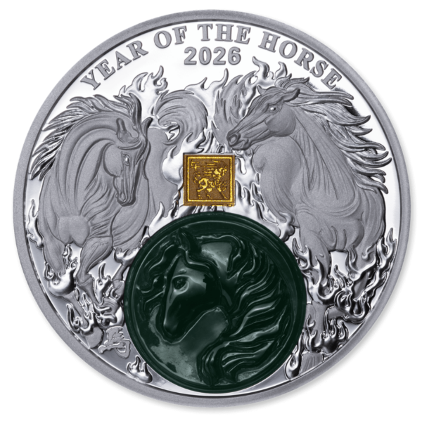 2026 Burundi Lunar Year of the Horse 2 oz Silver Proof Coin w/Jade Insert