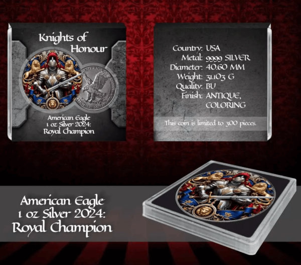 2024 American Eagle Knights of Honor Royal Champion 1 oz Silver Colorized Coin - Image 3