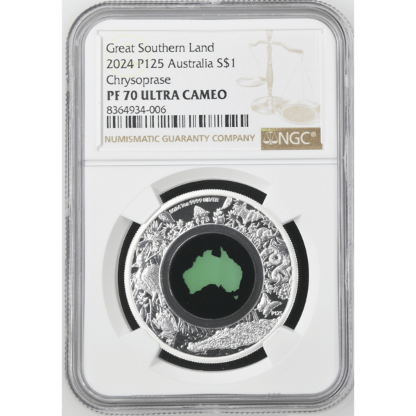 2024 Australia Great Southern Land 1 oz Silver Chrysoprase Coin NGC PF 70 UCAM