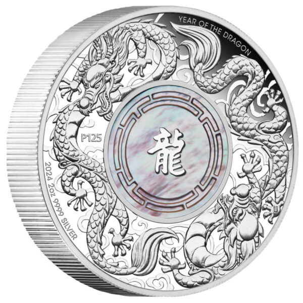 2024 Australia Lunar Double Dragon Mother Pearl 2oz Silver Coin NGC PF 70 UCAM - Image 4