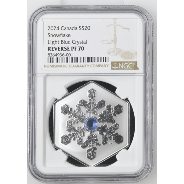 2024 Canada Snowflake 1 oz Silver Coin w/Crystal Insert NGC Reverse PF 70