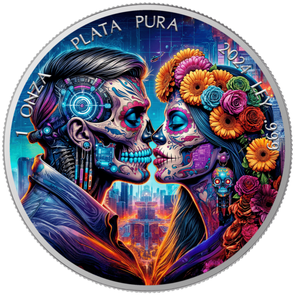 2024 Mexico Libertad Dia De Los Muertos Cyberpunk 1 oz Silver Colorized Coin