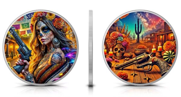 2024 Mexico Libertad Dia De Los Muertos Outlaw 1 oz Silver Colorized Coin - Image 4