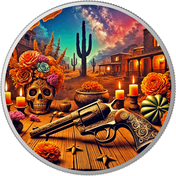 2024 Mexico Libertad Dia De Los Muertos Outlaw 1 oz Silver Colorized Coin - Image 2