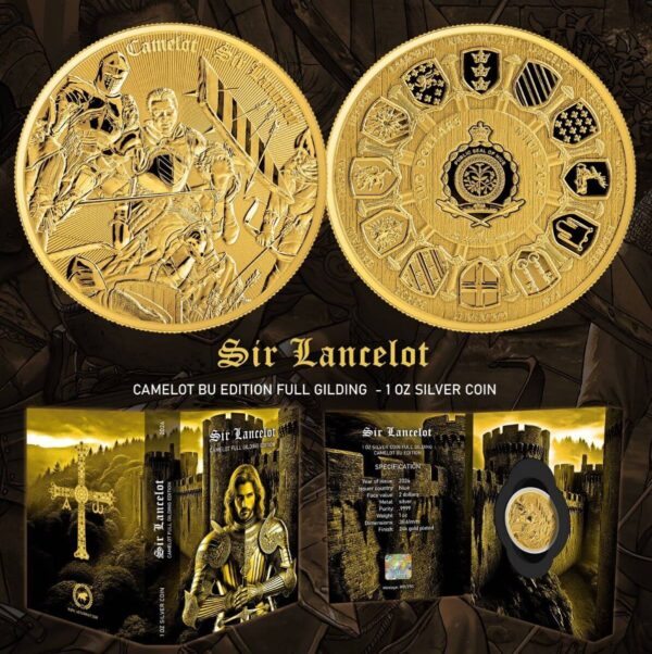 2024 Niue Camelot Sir Lancelot 1 oz Silver Fully Gilded Coin - Image 5