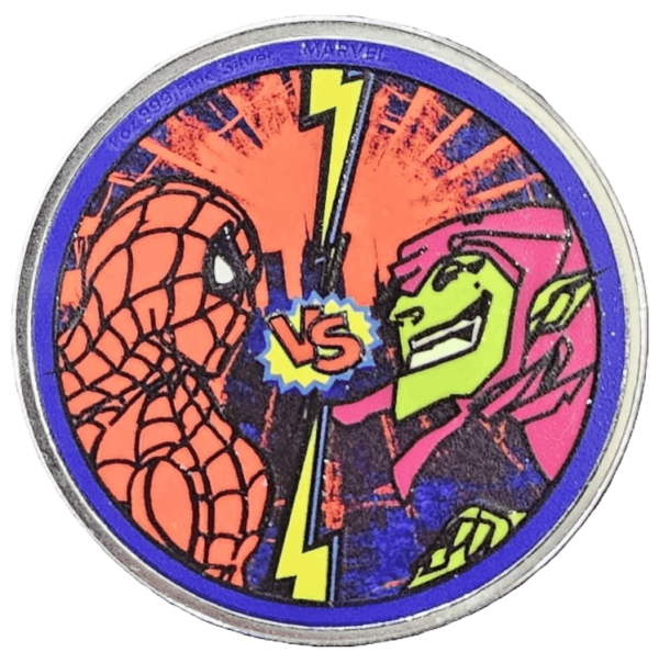 2024 Niue Marvel Spider-Man vs Green Goblin 1 oz Silver Colorized Coin in Slab - Image 3