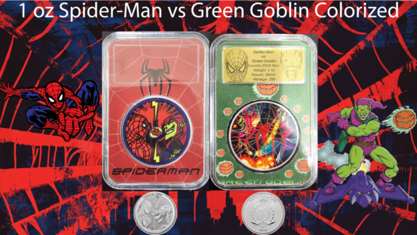 2024 Niue Marvel Spider-Man vs Green Goblin 1 oz Silver Colorized Coin in Slab - Image 5