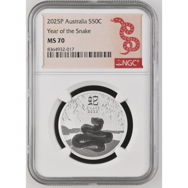 2025 Australia Lunar Series III Year of the Snake 1/2 oz Silver Coin NGC MS 70