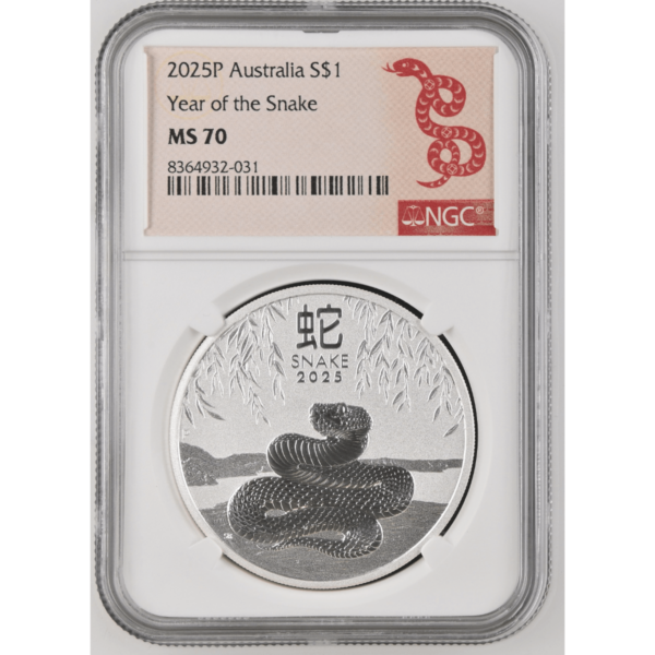 2025 Australia Lunar Series III Year of the Snake 1 oz Silver Coin NGC MS 70