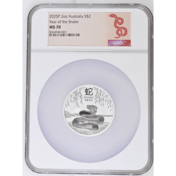 2025 Australia Lunar Series III Year of the Snake 2 oz Silver Coin NGC MS 70