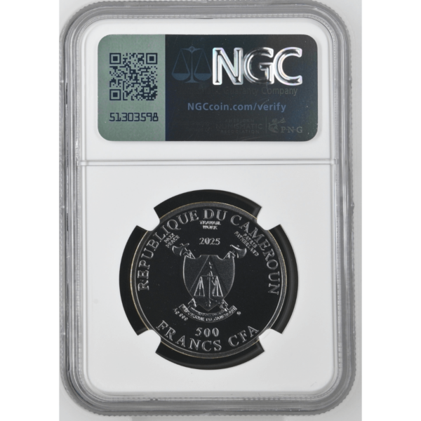 2025 Cameroon Year of the Snake 14.14 Gram Silver Black Coin NGC PF 70 UCAM - Image 2