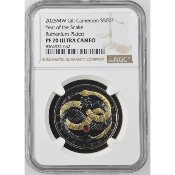 2025 Cameroon Year of the Snake 14.14 Gram Silver Black Coin NGC PF 70 UCAM