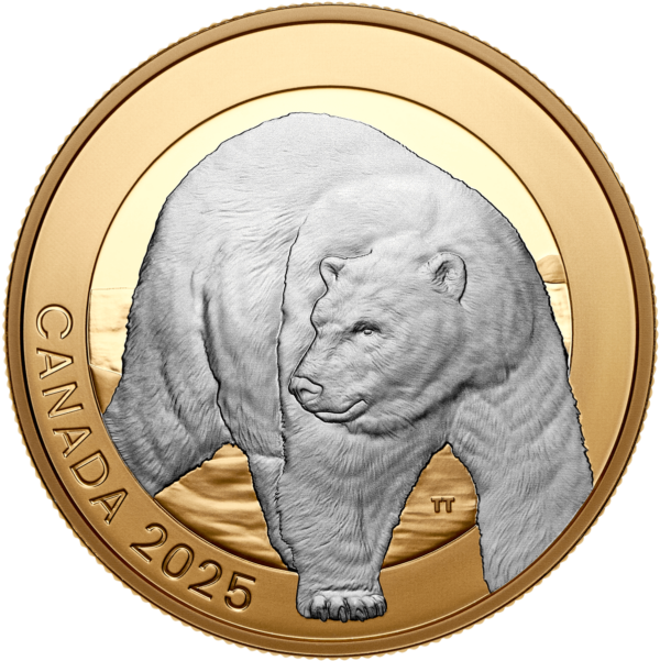 2025 Canada Animal Portraits Polar Bear 1 oz Silver Gilded Proof Coin