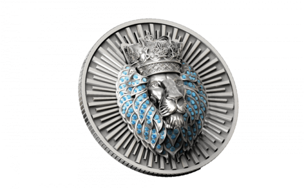 2025 Chad King of the Jungle 2 oz Silver 3D Printed High Relief Coin w/Crystal Inserts - Image 3