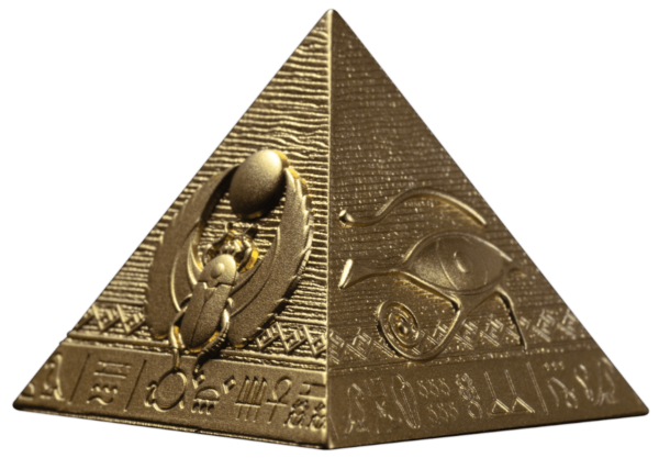 2025 Djibouti Pyramids of Giza 6 oz Silver Shaped Gilded Proof-Like 3 Coin Set