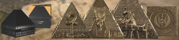 2025 Djibouti Pyramids of Giza 6 oz Silver Shaped Gilded Proof-Like 3 Coin Set - Image 10