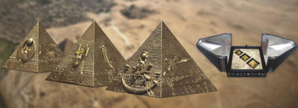 2025 Djibouti Pyramids of Giza 6 oz Silver Shaped Gilded Proof-Like 3 Coin Set - Image 9