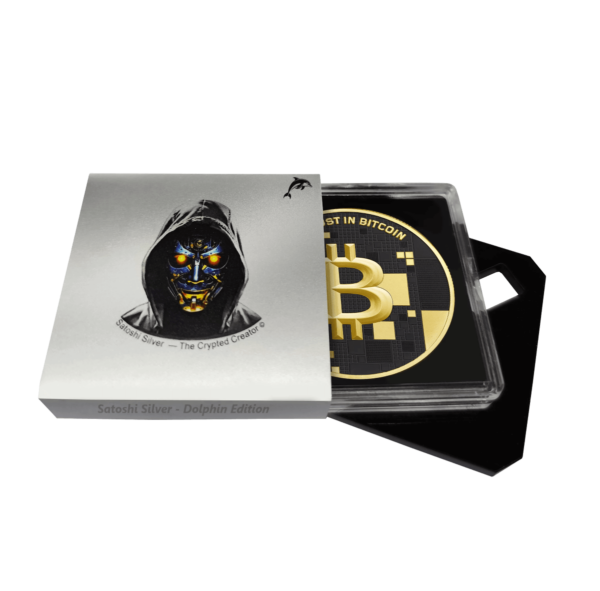 2025 Germany Satoshi Project Bitcoin Dolphin 21 Gram Silver Gilded Ruthenium Coin - Image 5