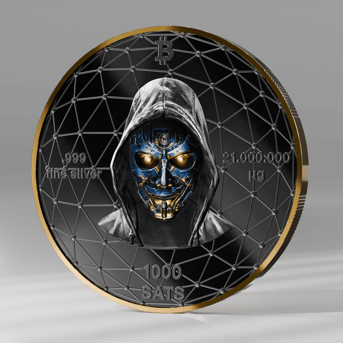 2025 Germany Satoshi Project Bitcoin Shark 21 Gram Silver Black Platinum  Coin