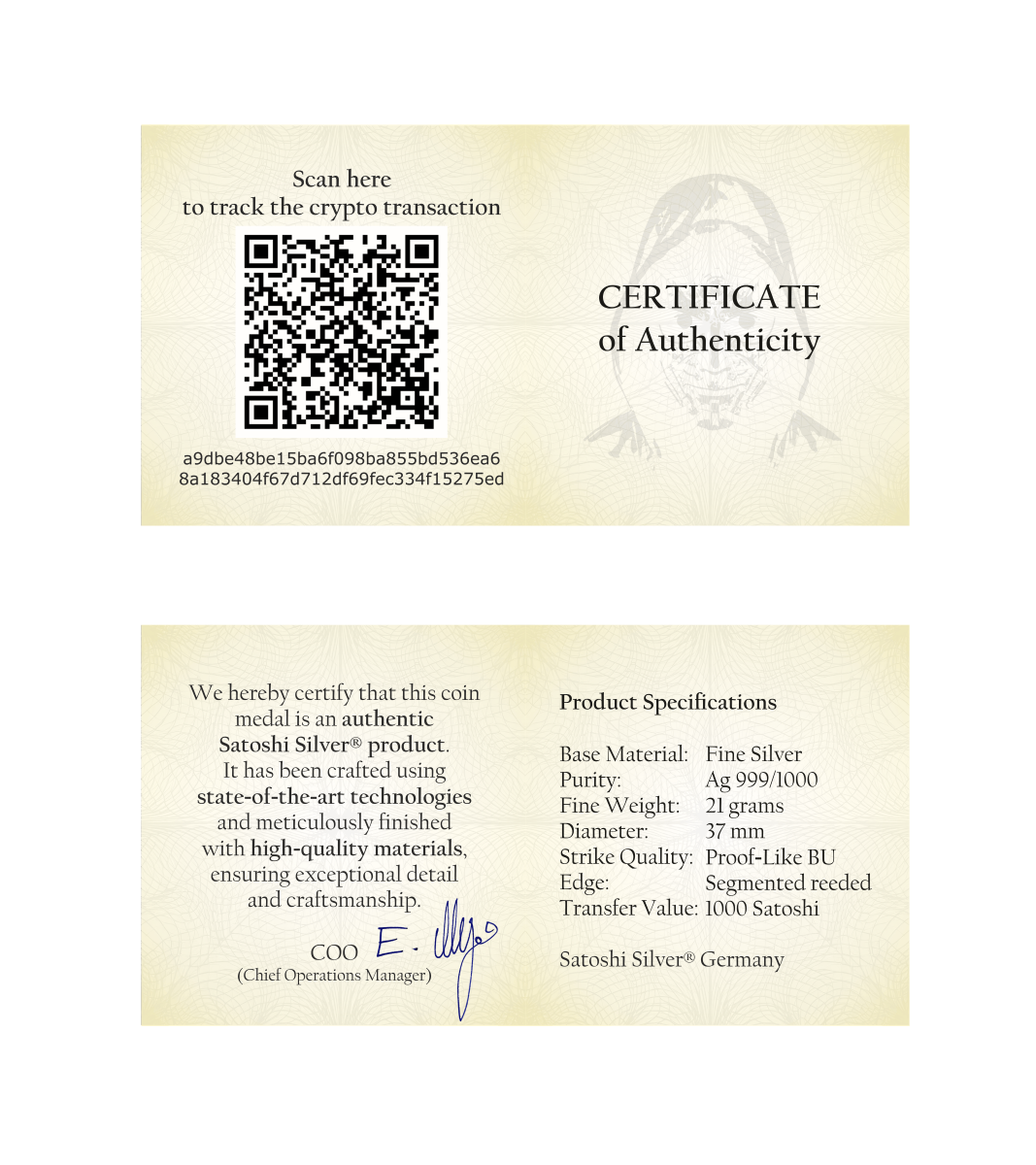 2025 Germany Satoshi Project Bitcoin Shark 21 Gram Silver Black Platinum  Coin