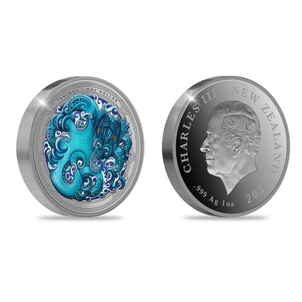 2025 New Zealand Water Taniwha 1 oz Silver Colorized Proof Coin - Image 3