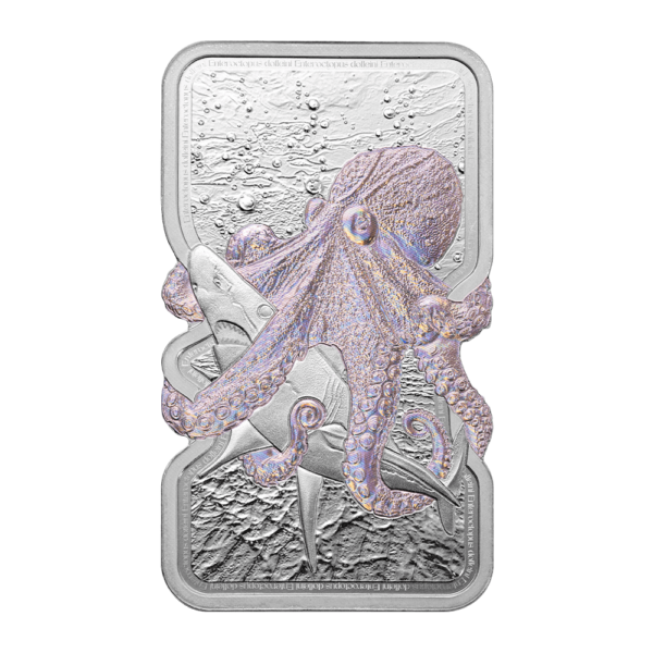 2025 Niue Nature’s Grip Giant Pacific Octopus 1 oz Proof Like Silver Bar - Image 3