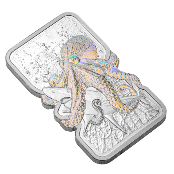 2025 Niue Nature’s Grip Giant Pacific Octopus 1 oz Proof Like Silver Bar - Image 5