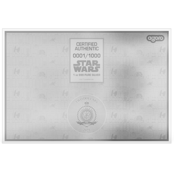 2025 Niue Star Wars Blueprint Series Death Star 1 oz Silver Colorized Foil - Image 2