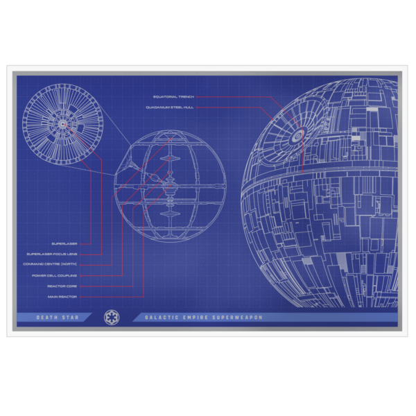 2025 Niue Star Wars Blueprint Series Death Star 1 oz Silver Colorized Foil