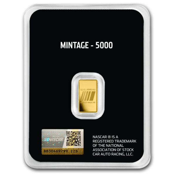 2025 PAMP Nascar Racing 1/2 Gram Gold Proof Like Bar in Card - Image 2