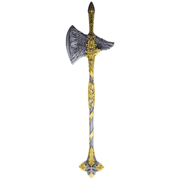 Front of the 2025 Halberd of St. Raphael silver bar featuring Archangel Raphael wielding a halberd, with yellow gold gilding and antiqued finish.