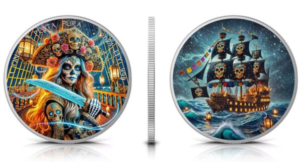 2024 Mexico Libertad Dia De Los Muertos Corsair 1 oz Silver Colorized Coin - Image 5