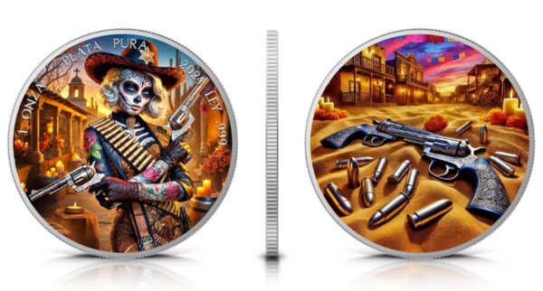 2024 Mexico Libertad Dia De Los Muertos Sheriff 1 oz Silver Colorized Coin - Image 5