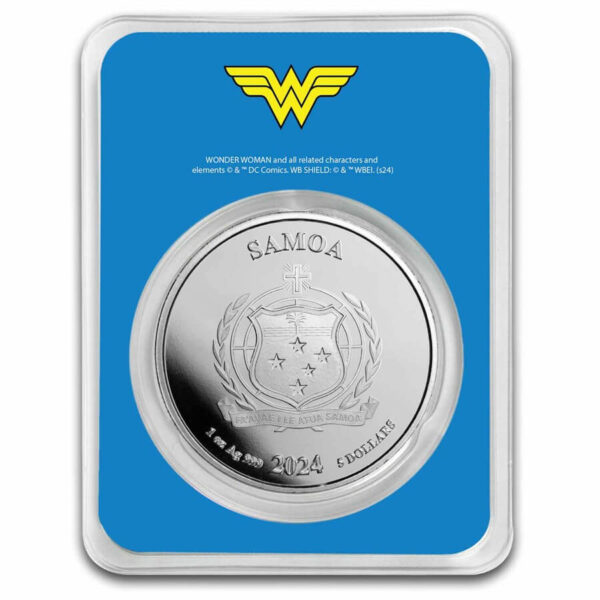 2024 Samoa DC Wonder Woman 1 oz Silver Colorized Coin in/TEP - Image 2