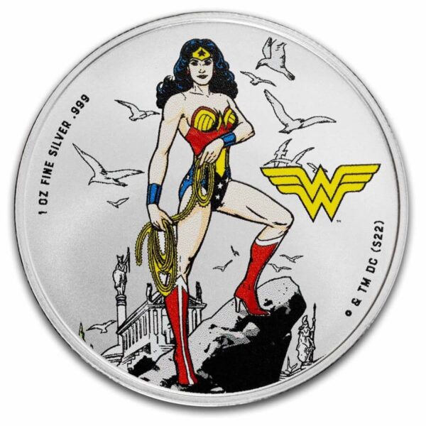 2024 Samoa DC Wonder Woman 1 oz Silver Colorized Coin in/TEP - Image 3